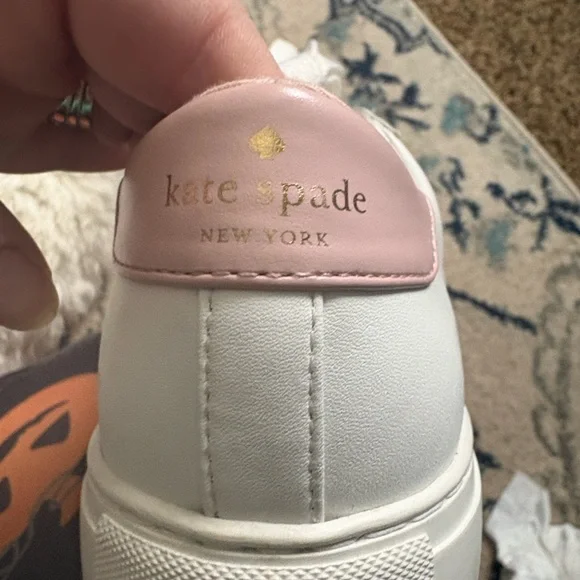 Kate Spade Women's Fez Sneakers in White and Pink - Picture 12 of 14